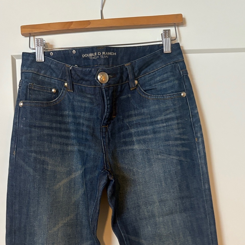 Double D Ranch Women's vintage jeans with boot stitch pattern on legs & pockets